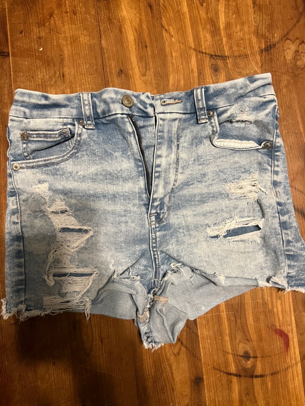 American Eagle Outfitters Light Blue Distressed Denim Cutoff Shorts